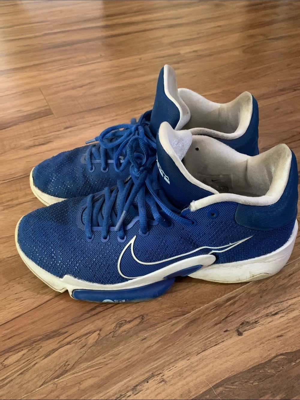 Nike Men's Royal Blue and White Basketball Sneakers